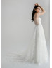 Scoop Neck Ivory Lace Lightweight Wedding Dress Scoop Neck Ivory Lace Lightweight Wedding Dress